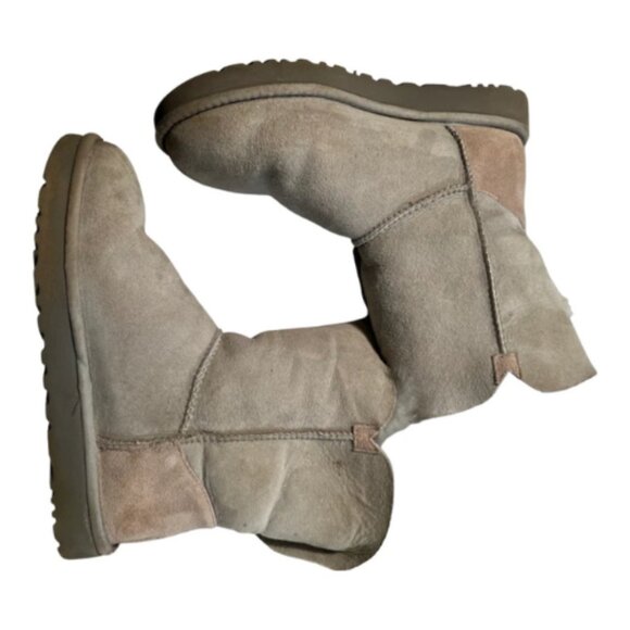 UGG Women’s Size 7 Charmed Button Gray Sheepskin Suede Winter Boots 101650 - Picture 5 of 7